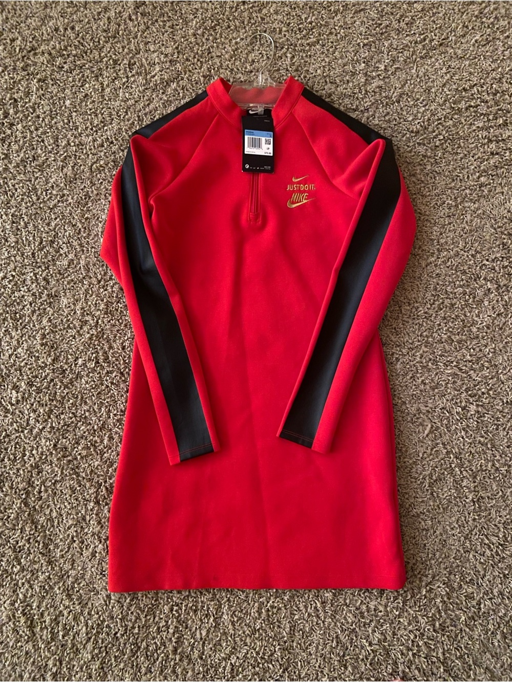 Nike Red Dress with Black Sleeve Stripes